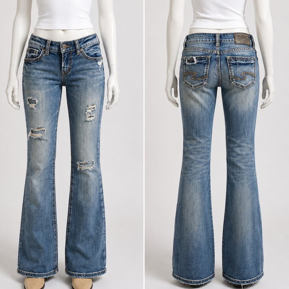Silver Jeans Aiko Slim Boot Distressed Jeans Women’s 28x30 Y2K Stretchx festival